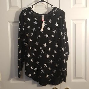 Long sleeve black shirt with silver stars